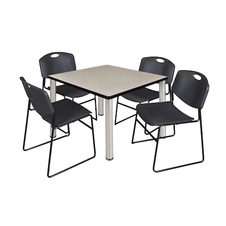 Kee/Zeng Kee Square Table & Chair Set, Wood, Metal, Polypropylene Top TB3636PLBPCM44BK